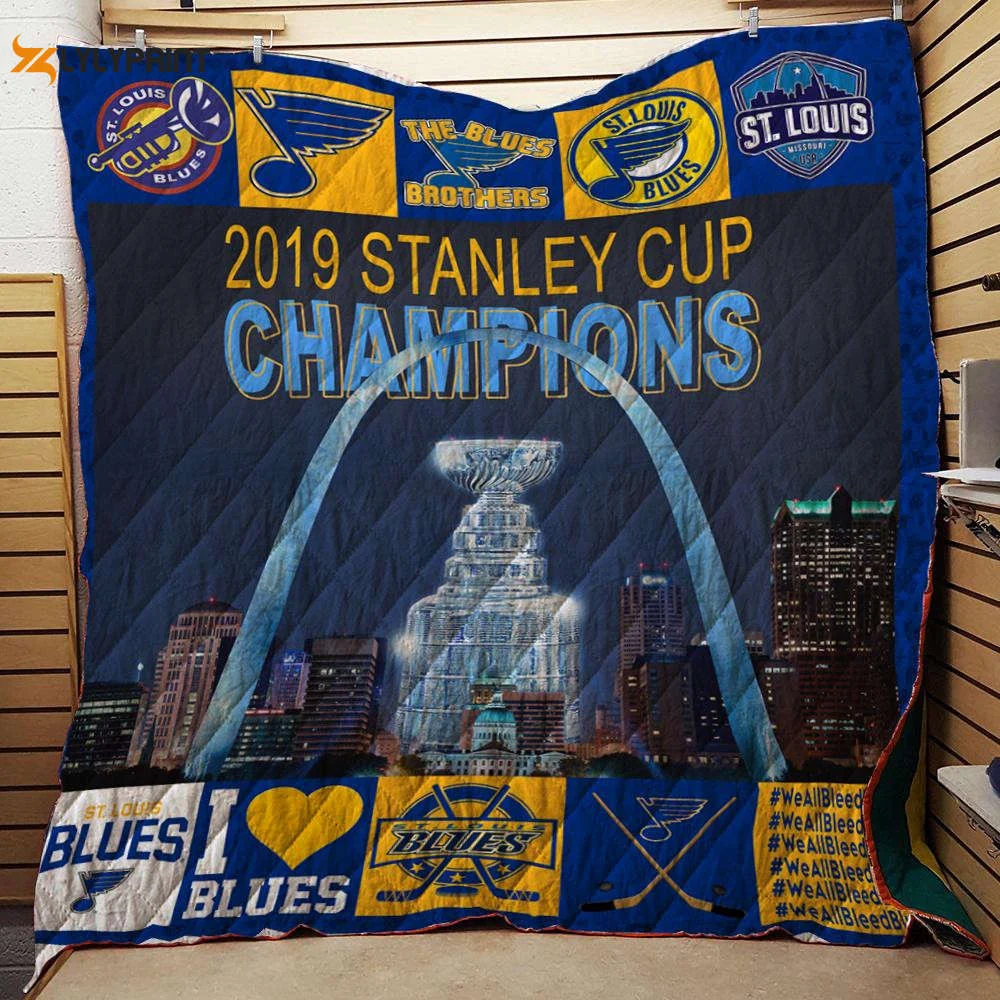 St. Louis Blues 2 Stanley Cup Champions 3D Customized Quilt , Soft Quilt, King Size, All Season Cozy Quilt QB0901