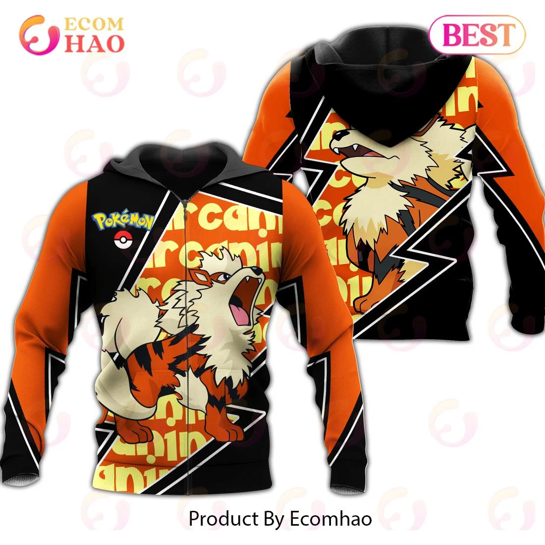 Arcanine Zip Hoodie Costume Pokemon, Zip Hoodie, Man – Women, Warm, Premium Quality HZ0501