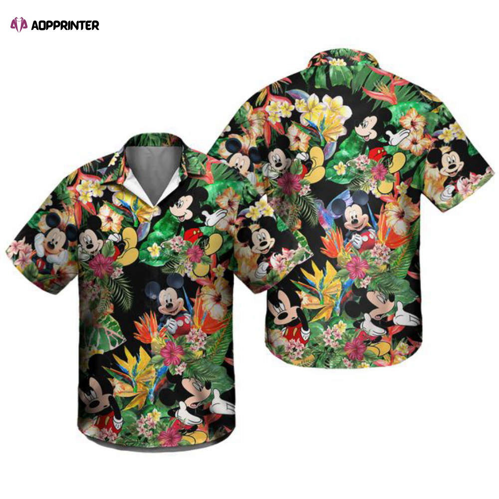 Mickey Aloha Hawaiian Shirt, Hawaii Aulani Disney Summer Button Up Shirt, Magic Kingdom, HW0601