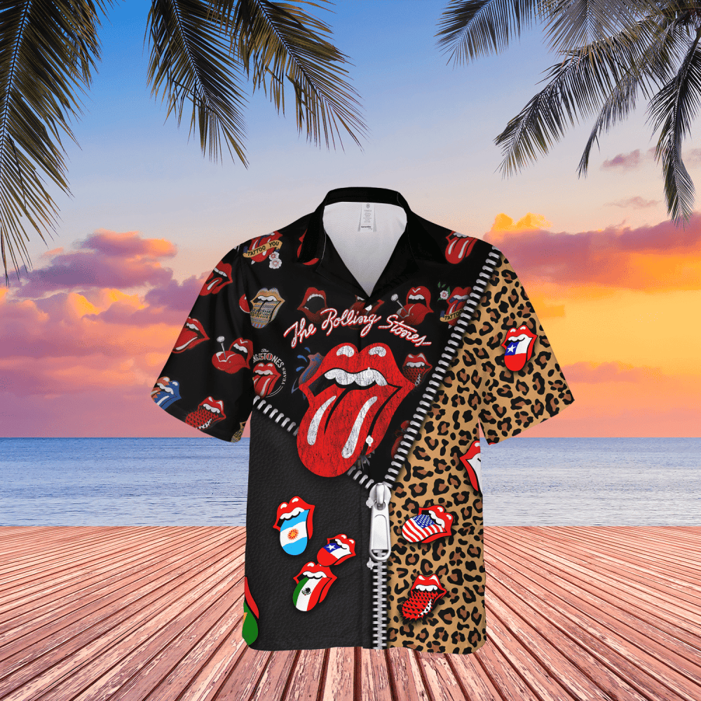 The Rolling Stones Unzipped Pattern Hawaiian Shirt HW0601