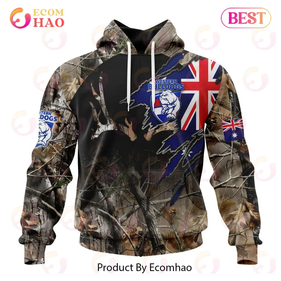 AFL Western Bulldogs Special Camo Realtree Hunting 3D Hoodie, Zip Hoodie, Man - Women, Warm, Premium Quality HZ0501