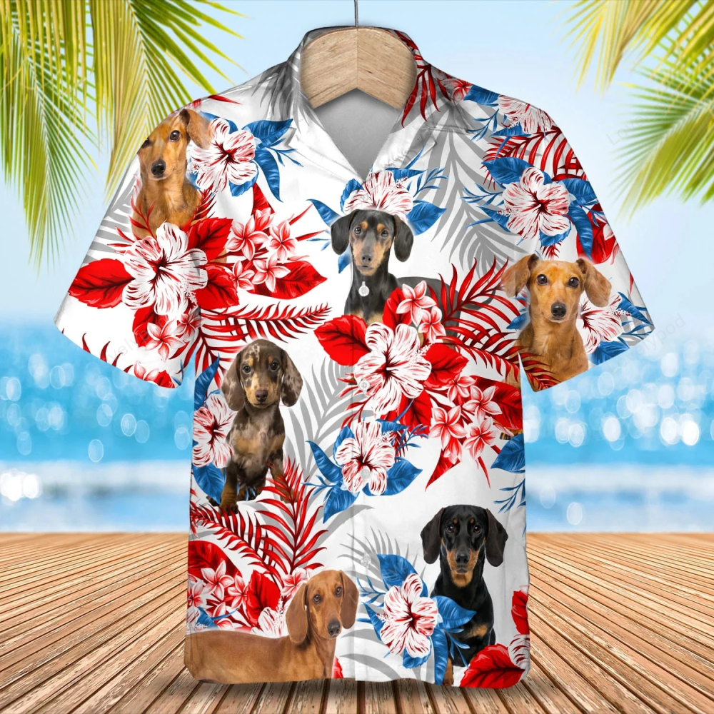 Dachshund Flower american Hawaiian Shirt, Gift For Men And Women HW0601