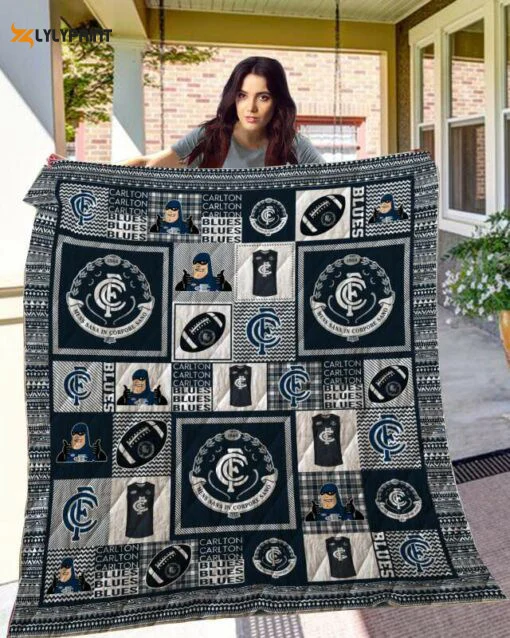 Carlton Blues Quilt Blanket For Fans Home Decor Gift , Soft Quilt, King Size, All Season Cozy Quilt QB0901
