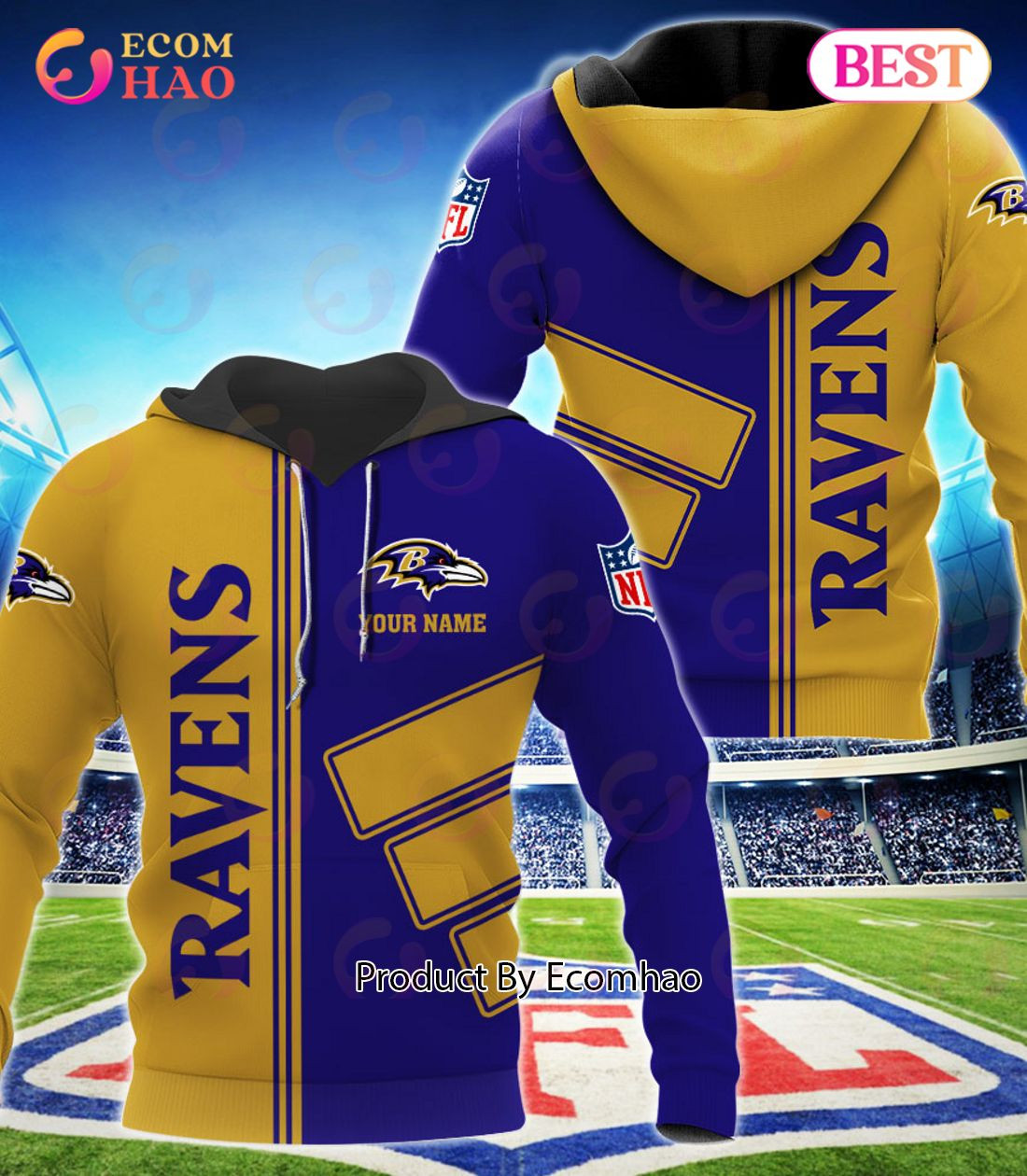 Baltimore Ravens Football Sport 3D Clothings Custom Your Name, Fan Gifts, Zip Hoodie, Man - Women, Warm, Premium Quality HZ0501