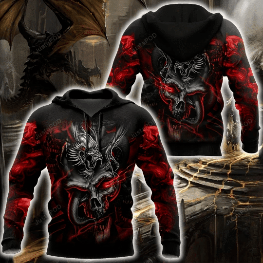 Red Dragon Skull 3D All Over Print Hoodie, Zip-up Hoodie HZ0501