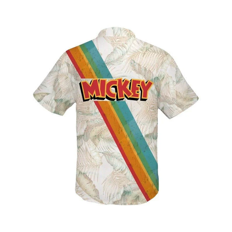 New Mickey Mouse Rainbow Stripe Disney Cartoon Hawaiian Shirt HW0601