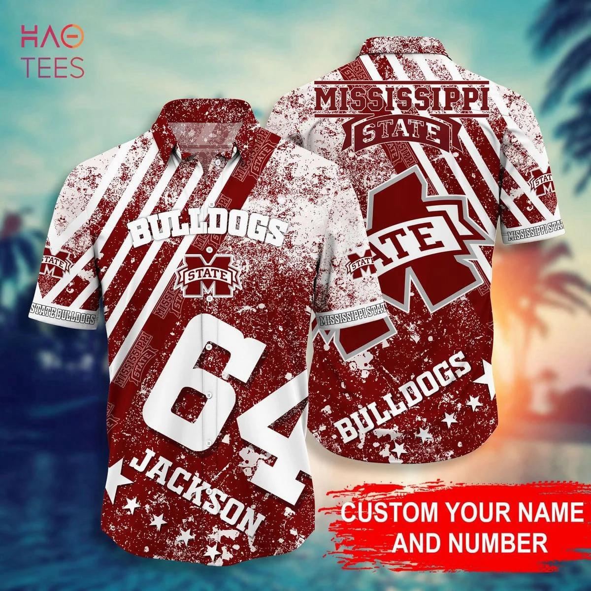 Custom Name Mississippi State Bulldogs Personalized Hawaiian Shirt Red 2023 HW0601