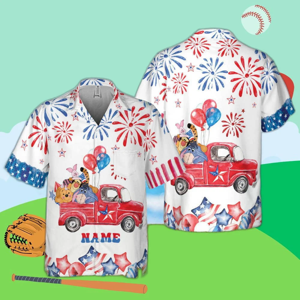 Custom Winnie The Pooh and Friends Shirt – Personalized Name Shirt for Family Vacation 2023 & 4th of July HW0601