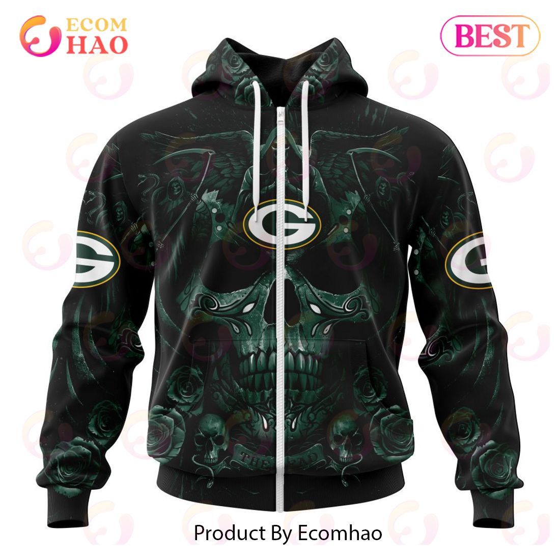 Best Green Bay Packers Special Design With Skull Art 3D Hoodie Limited Edition, Zip Hoodie, Man - Women, Warm, Premium Quality HZ0501