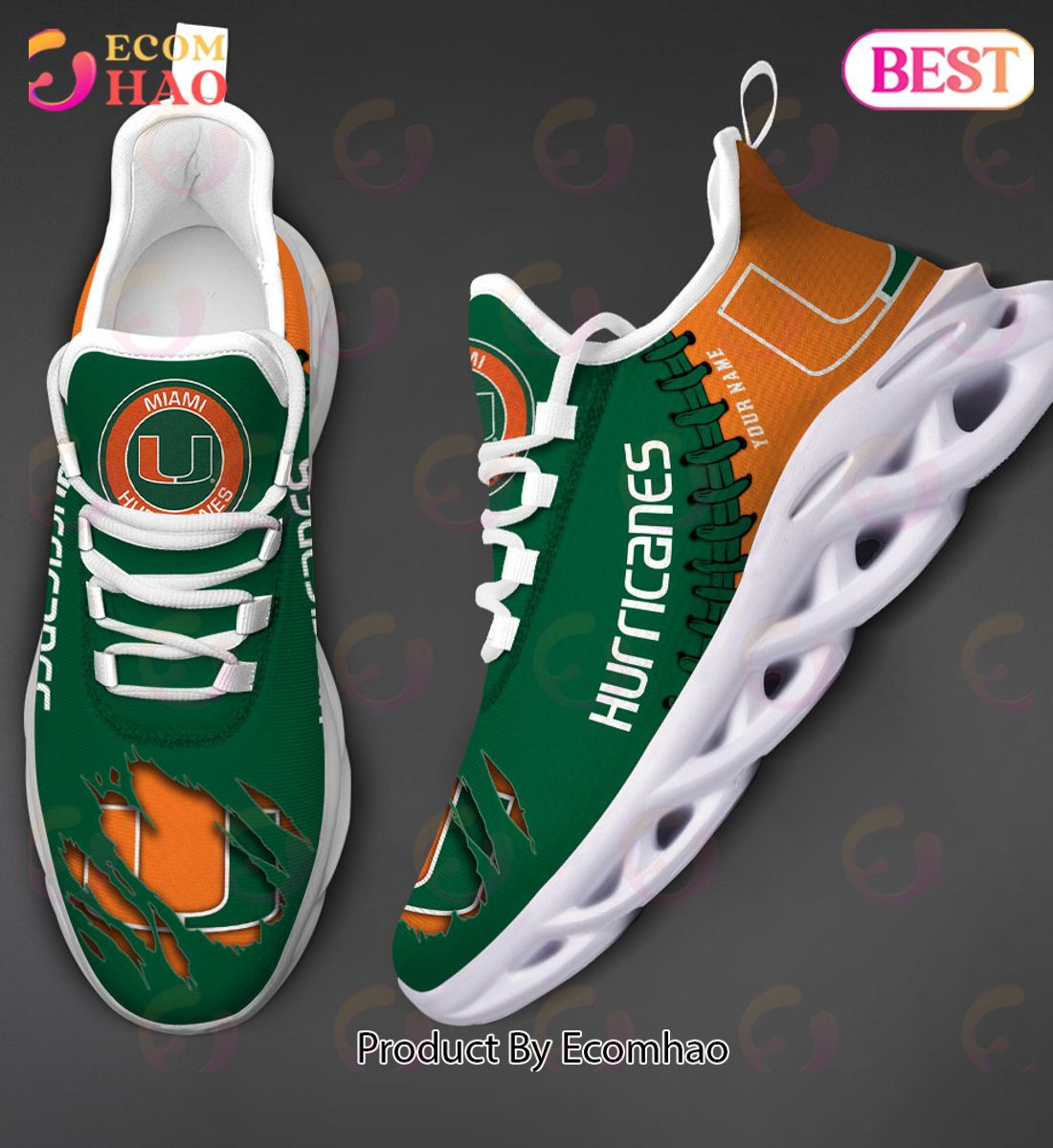 Miami Hurricanes Max Soul Shoes Custom Name  Unisex sneakers MS0601