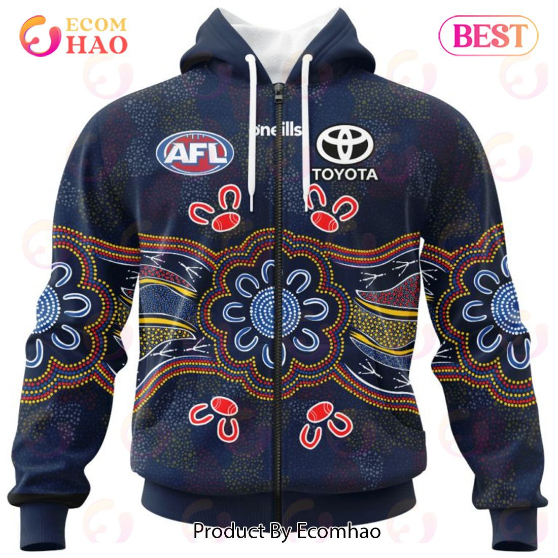 AFL Adelaide Crows Special Indigenous Design 3D Hoodie, Zip Hoodie, Man - Women, Warm, Premium Quality HZ0501