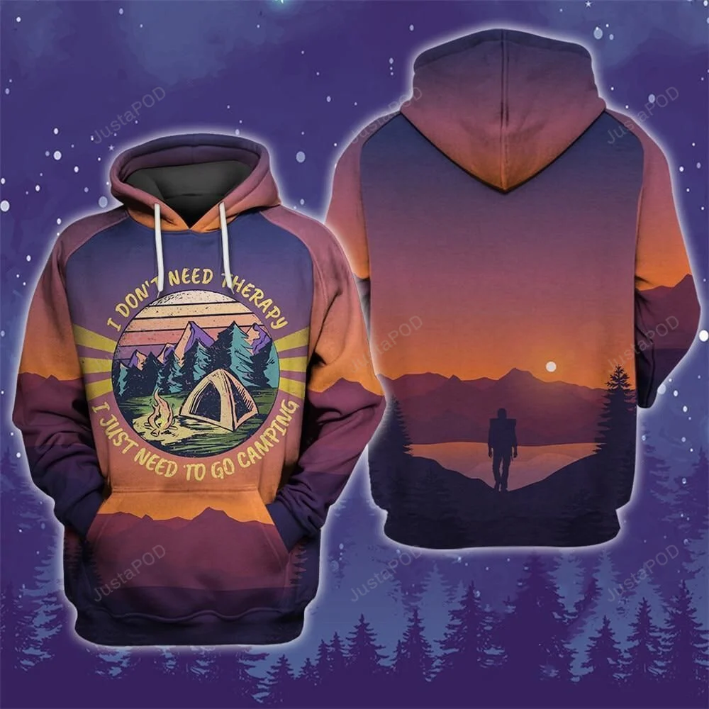 I Don't Need Therapy Camping 3D All Over Print Hoodie, Zip-up Hoodie HZ0501