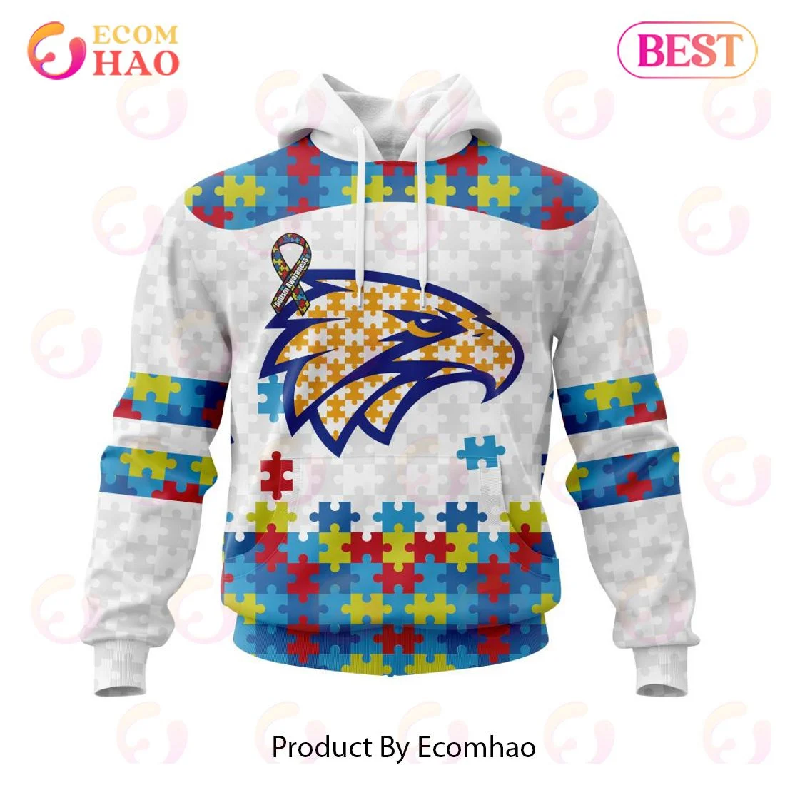 AFL West Coast Eagles Autism Awareness Personalized Name & Number 3D Hoodie, Zip Hoodie, Man - Women, Warm, Premium Quality HZ0501