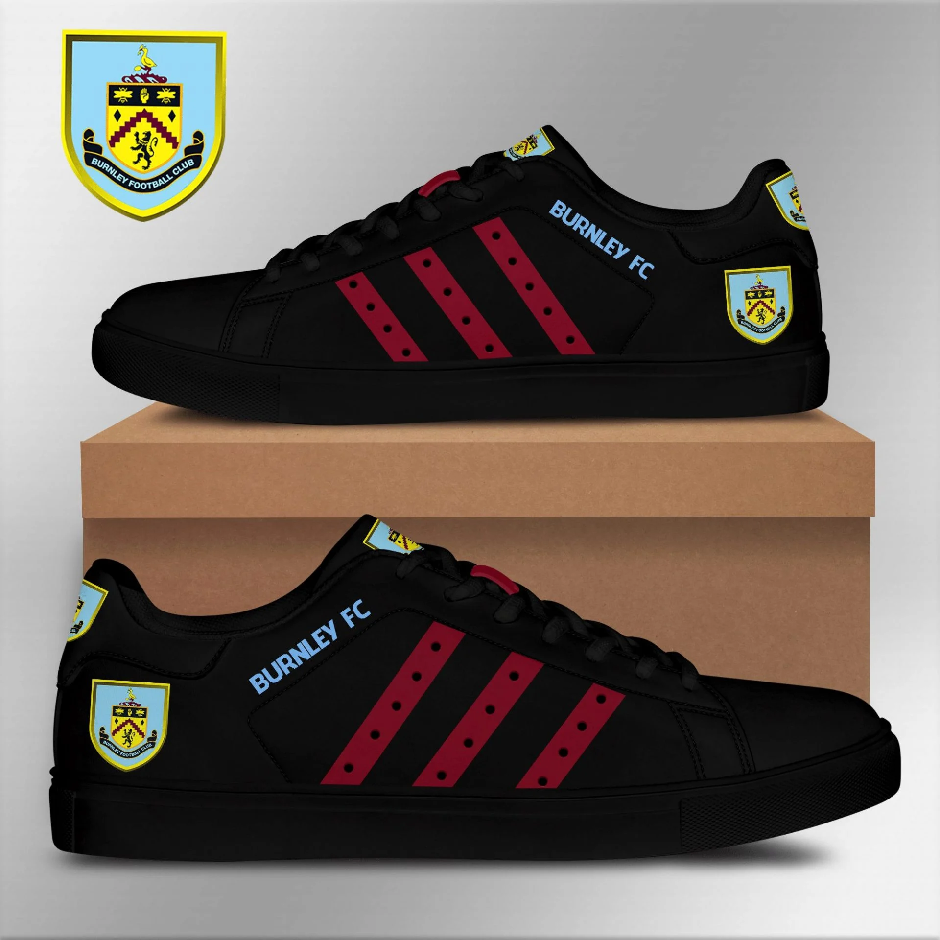 Burnley FC Black Brown Stan Smith Shoes Women Men, Trendy Style Sneakers ST0801