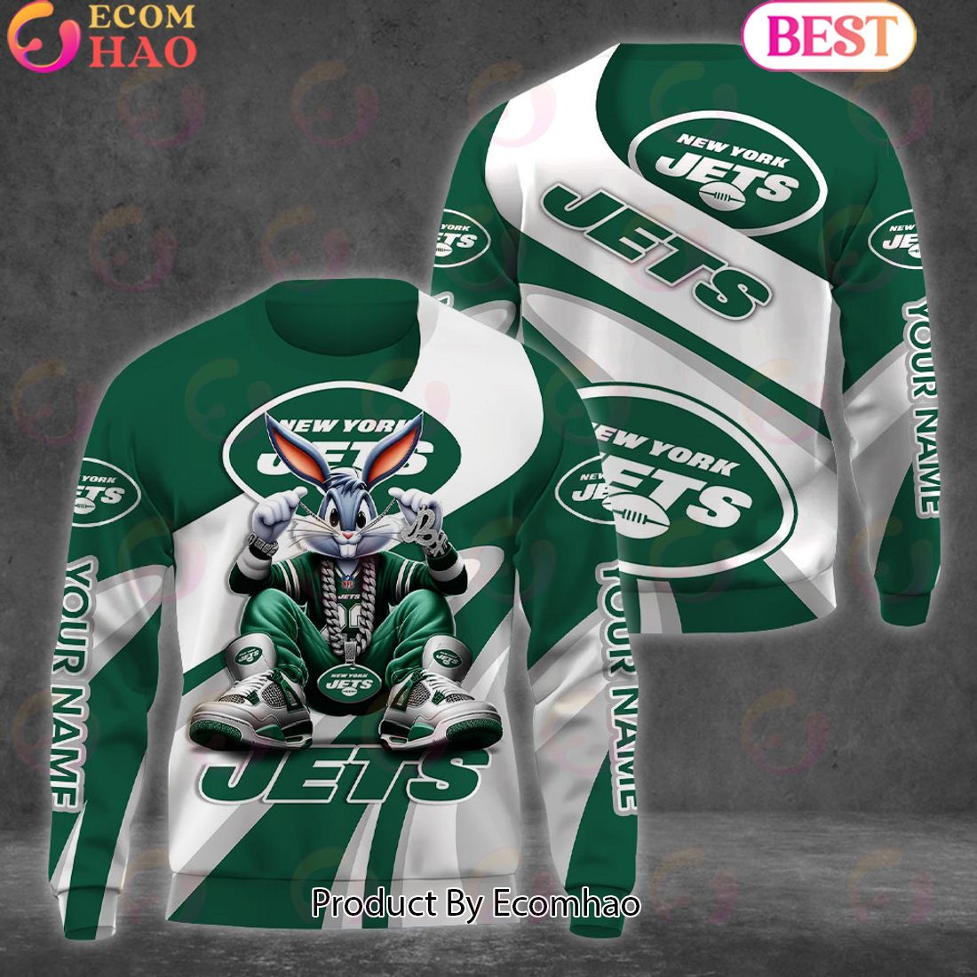 Custom Name New York Jets Bugs Bunny Sport Clothing 3D Hoodie, Zip Hoodie, Man - Women, Warm, Premium Quality HZ0501