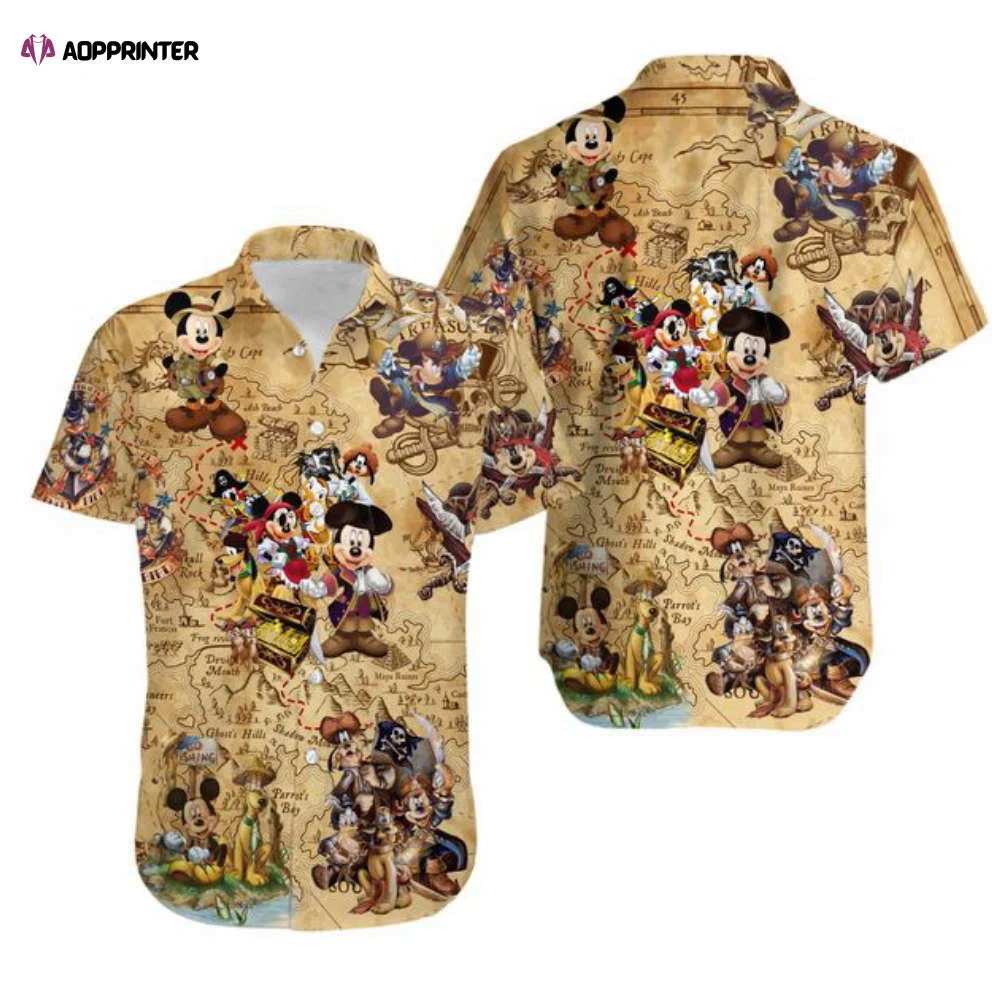 Mickey Mouse Disney Pirate Treasure Hunting Hawaiian Shirt HW0601
