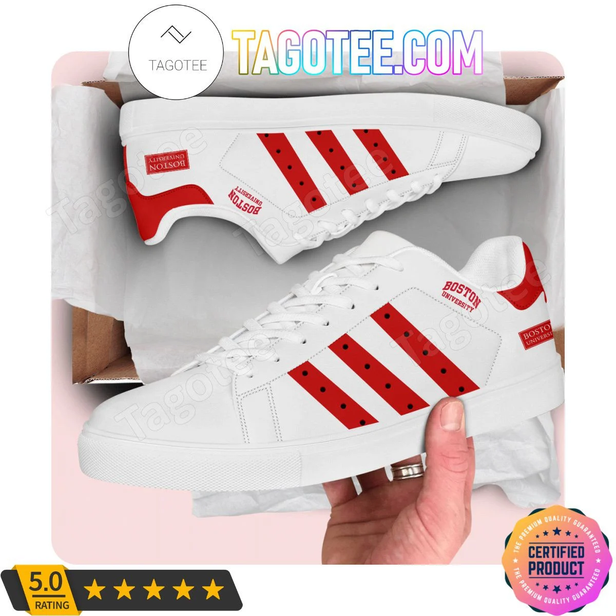 NCAA Boston University White Stan Smith Shoes , Trendy Style Sneakers ST0801