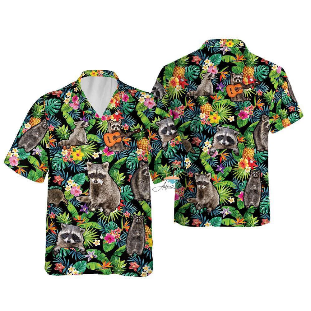 Cute Raccoon Jungle Hawaiian Shirt, Gift For Men And Women HW0601