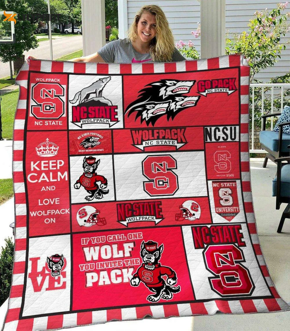 NC State Wolfpack Quilt Blanket For Fans Home Decor Gift , Soft Quilt, King Size, All Season Cozy Quilt QB0901