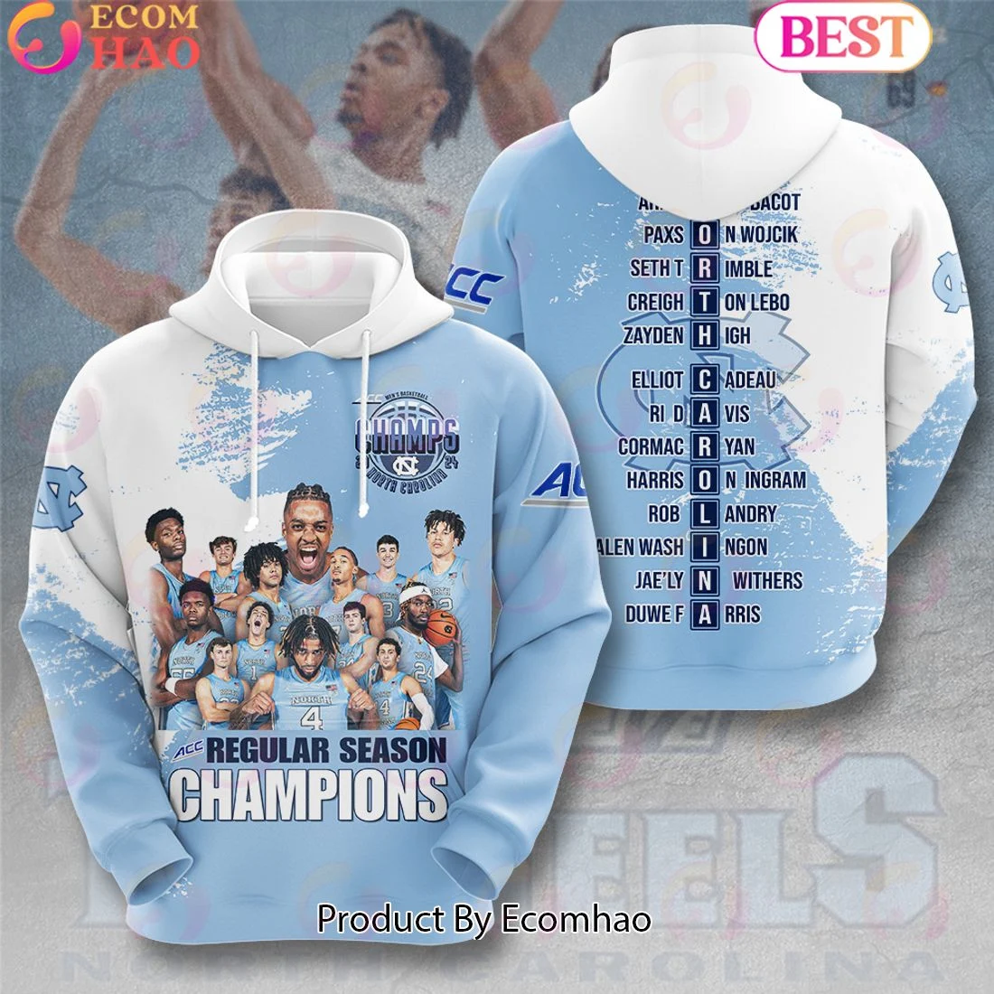ACC Regular Season Champions North Carolina Tar Heels Hoodie, Zip Hoodie, Man - Women, Warm, Premium Quality HZ0501