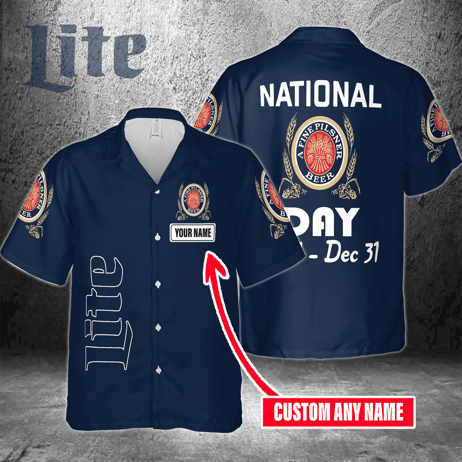 National Miller Lite Day Jan 1 – Dec 31 Custom Name Hawaiian Shirt For Men And Women HW0601