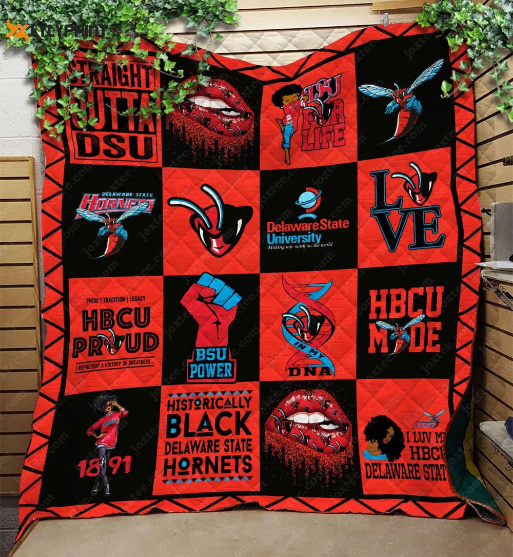 Delaware State Hornets Quilt Blanket For Fans Home Decor Gift , Soft Quilt, King Size, All Season Cozy Quilt QB0901