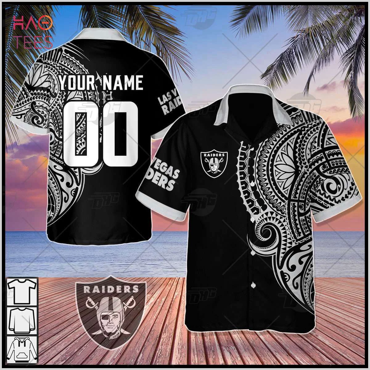 Personalize NFL Las Vegas Raiders Polynesian Tattoo Design Hawaiian Shirt HW0601