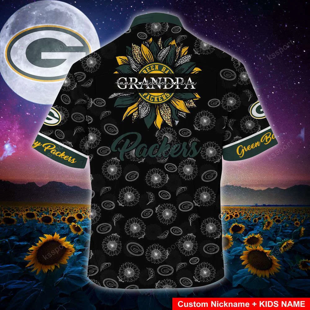 Green Bay Packers NFL-Hawaii Shirt Sunflower Custom Your Nickname,Kids Name For Men Women HW0601