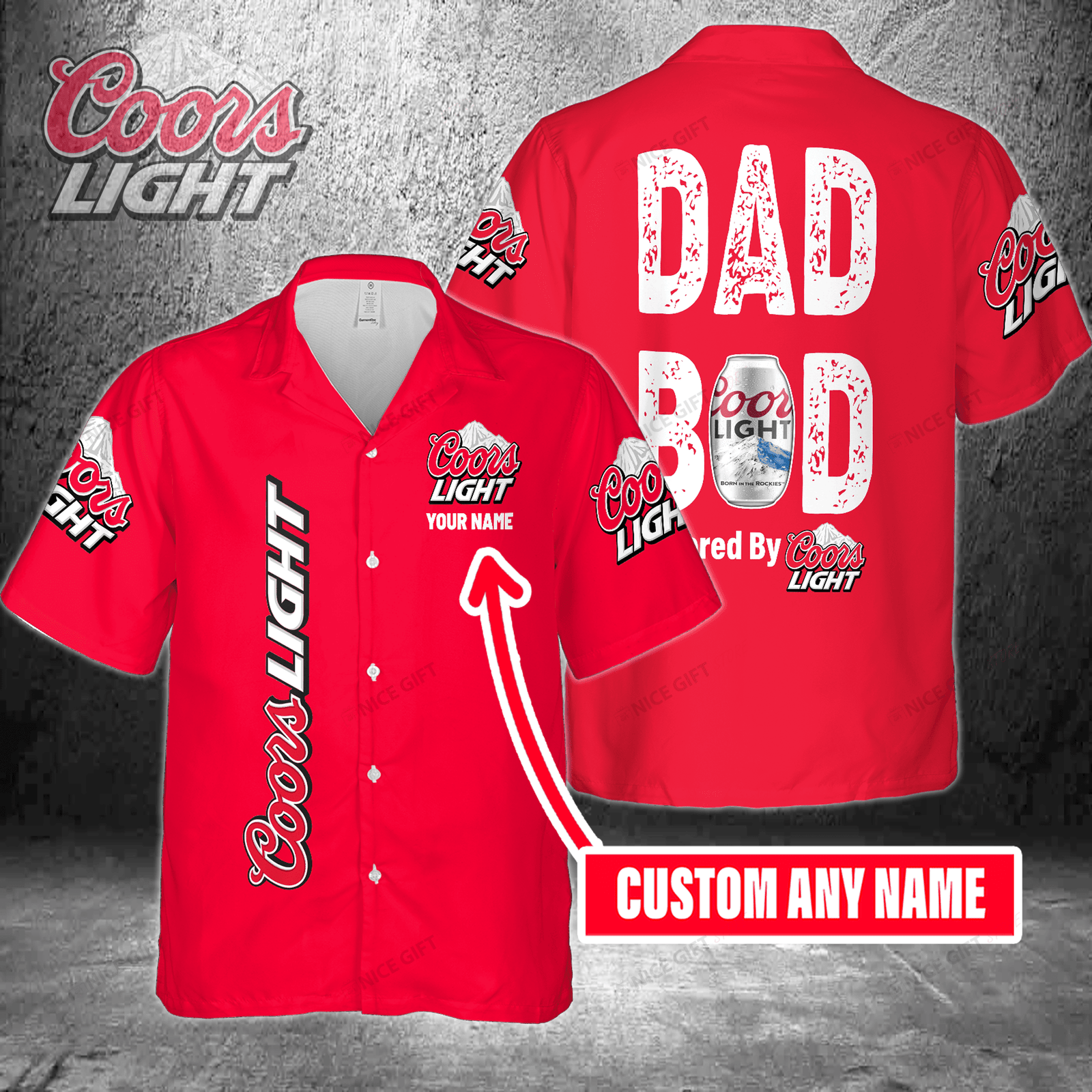 Dad Bod Powered By Coors Light Custom Name Hawaiian Shirt For Men And Women HW0601