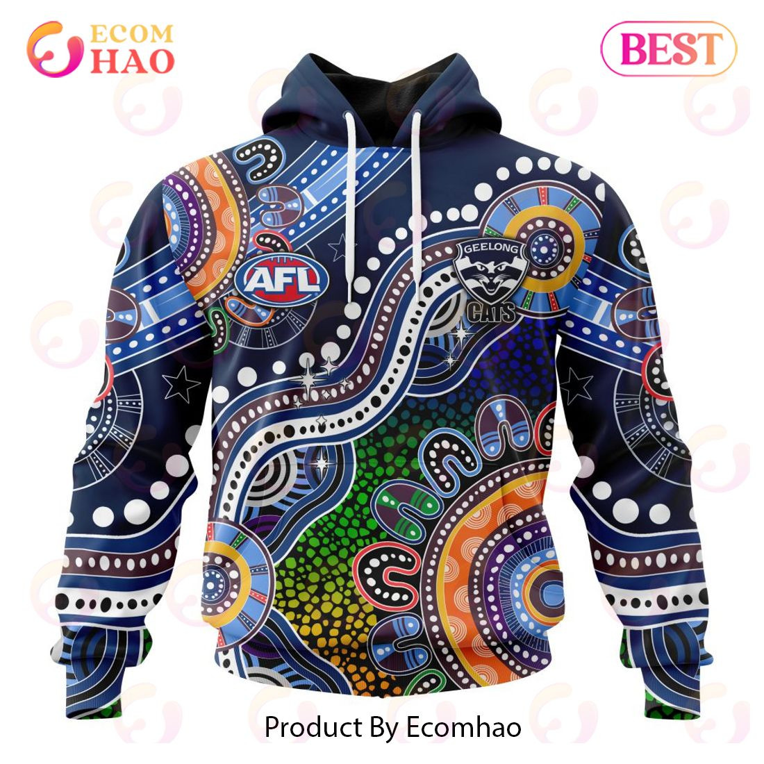 AFL Geelong Cats Special Indigenous Design 3D Hoodie, Zip Hoodie, Man - Women, Warm, Premium Quality HZ0501