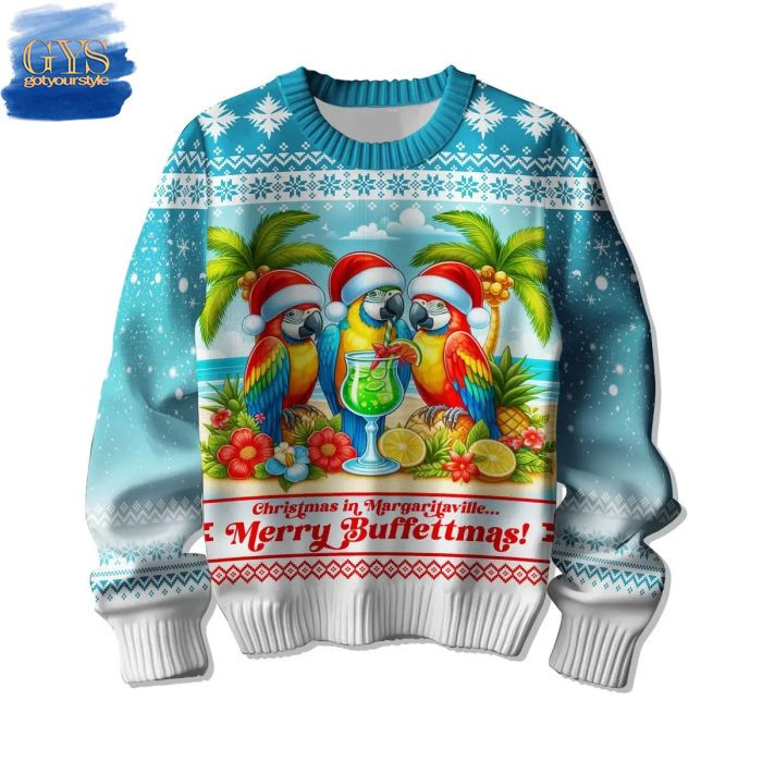 Jimmy Buffett Christmas In Margaritaville Ugly Sweater , Cozy Soft Unisex Pullover SW0601