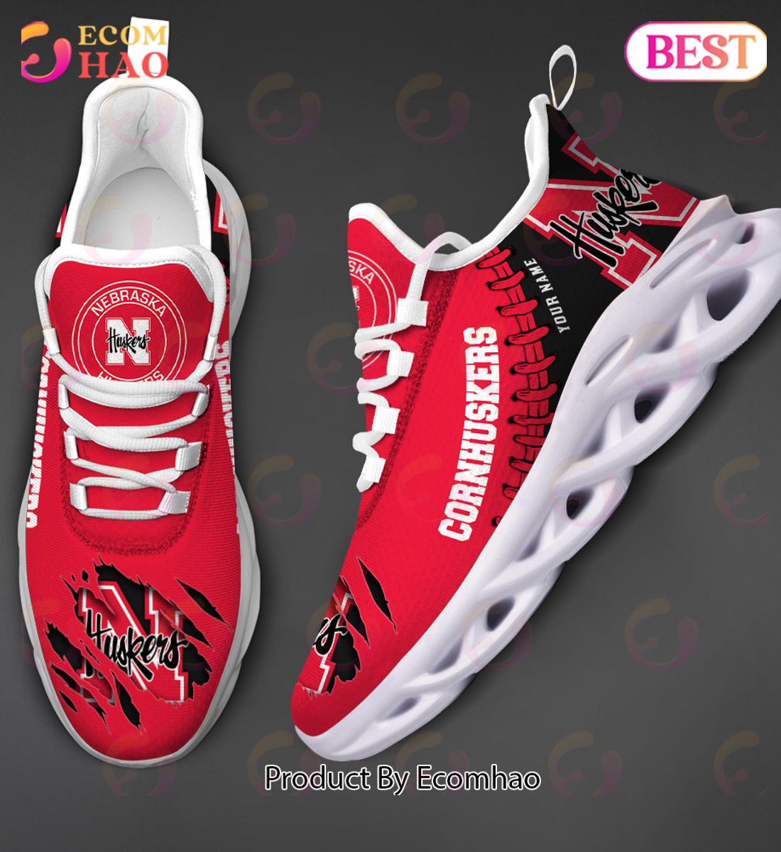 Nebraska Cornhuskers Max Soul Shoes Custom Name  Unisex sneakers MS0601
