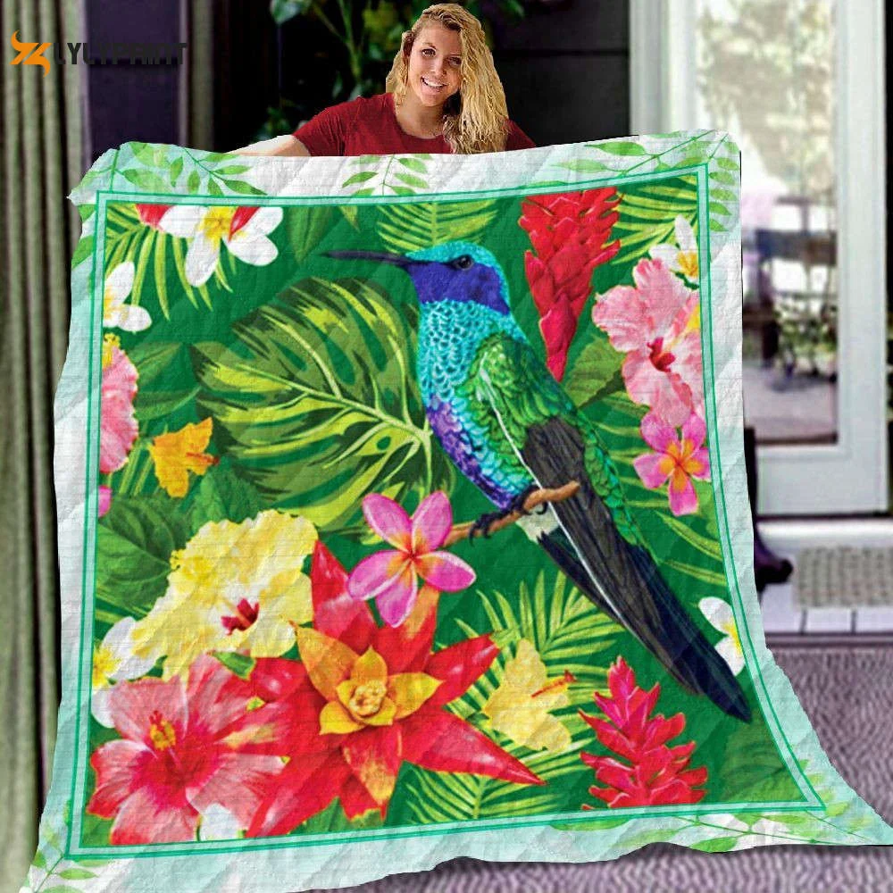 Humming Bird Tropical 3D Customized Quilt , Soft Quilt, King Size, All Season Cozy Quilt QB0901