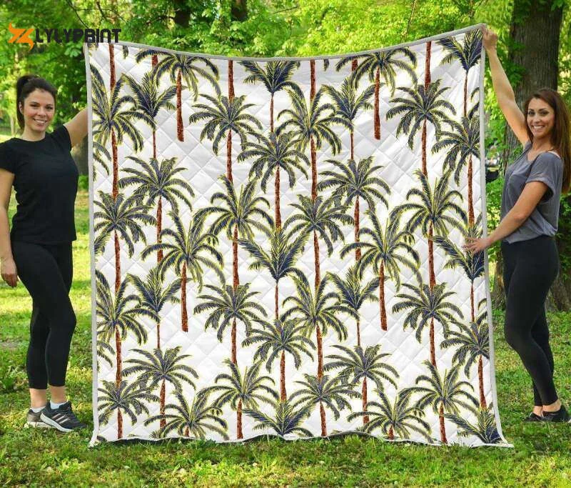 Vintage Palm Tree Beach 3D Customized Quilt , Soft Quilt, King Size, All Season Cozy Quilt QB0901