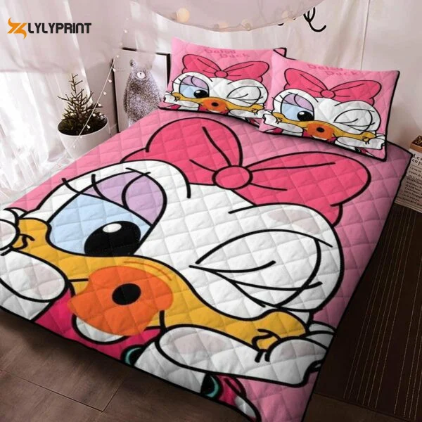 Daisy Duck Pinky Love, Daisy Duck Fan Gift, Daisy Duck Duvet Quilt Bedding Set 746 ,  Soft Quilt, King Size, All Season Cozy Quilt QB0901