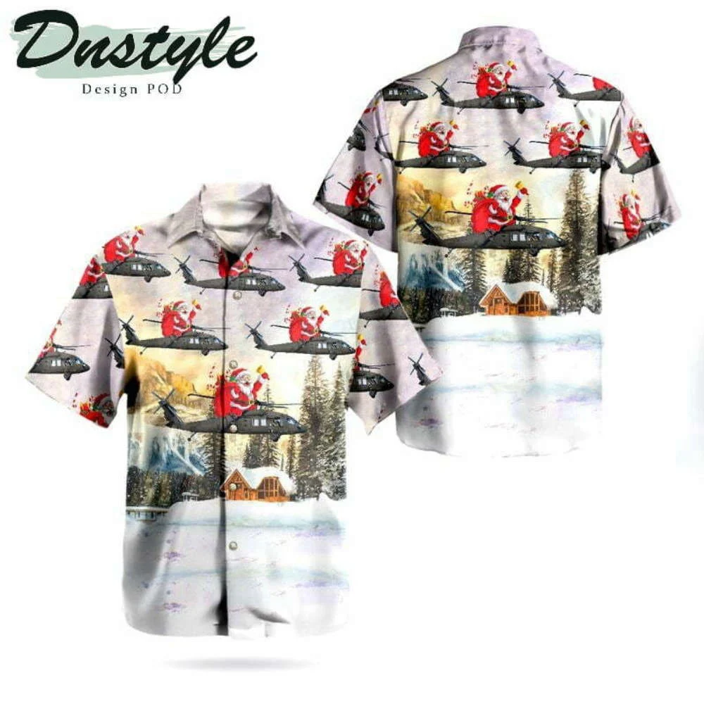 Santa Claus US Army Sikorsky UH-60M Black Hawk Hawaiian Shirt – Festive Military Style HW0601