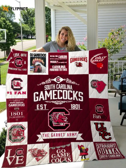 South Carolina Gamecocks Quilt Blanket For Fans Home Decor Gift , Soft Quilt, King Size, All Season Cozy Quilt QB0901
