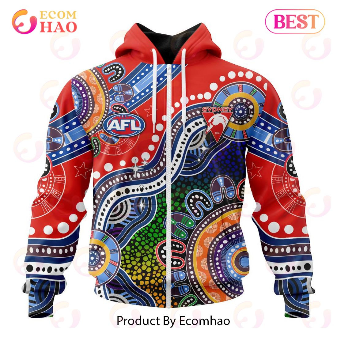 AFL Sydney Swans Special Indigenous Design 3D Hoodie, Zip Hoodie, Man - Women, Warm, Premium Quality HZ0501