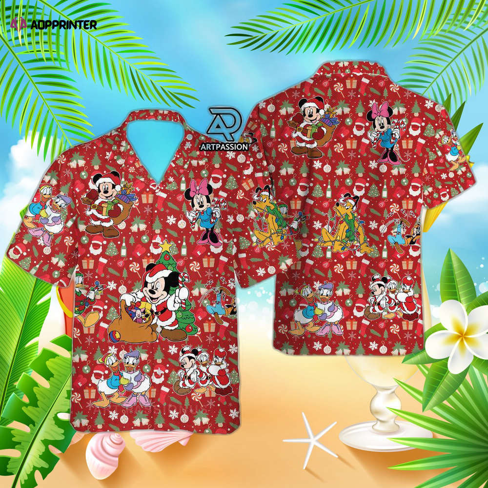 Santa Mickey Hawaiian Shirt, For Men Women, Red Disney Hawaiian Shirts HW0601
