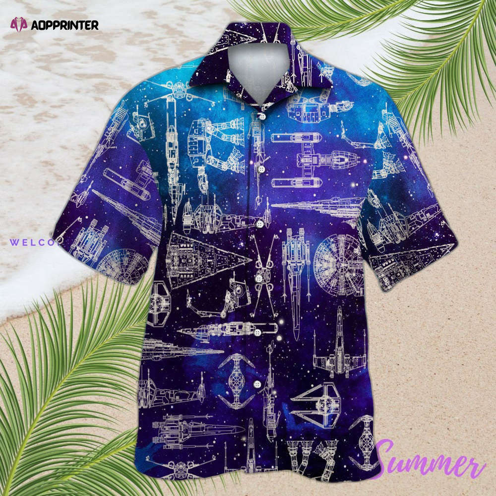 Space Ships Star Wars Galaxy Hawaiian Shirt Shorts Summer 2023 Hot HW0601