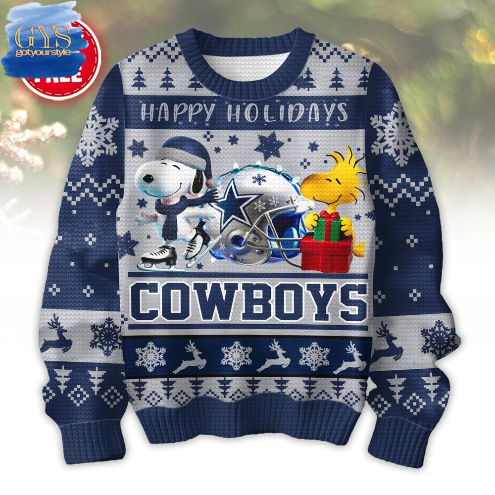 Dallas Cowboys Happy Holiday Christmas Ugly Sweater , Cozy Soft Unisex Pullover SW0601