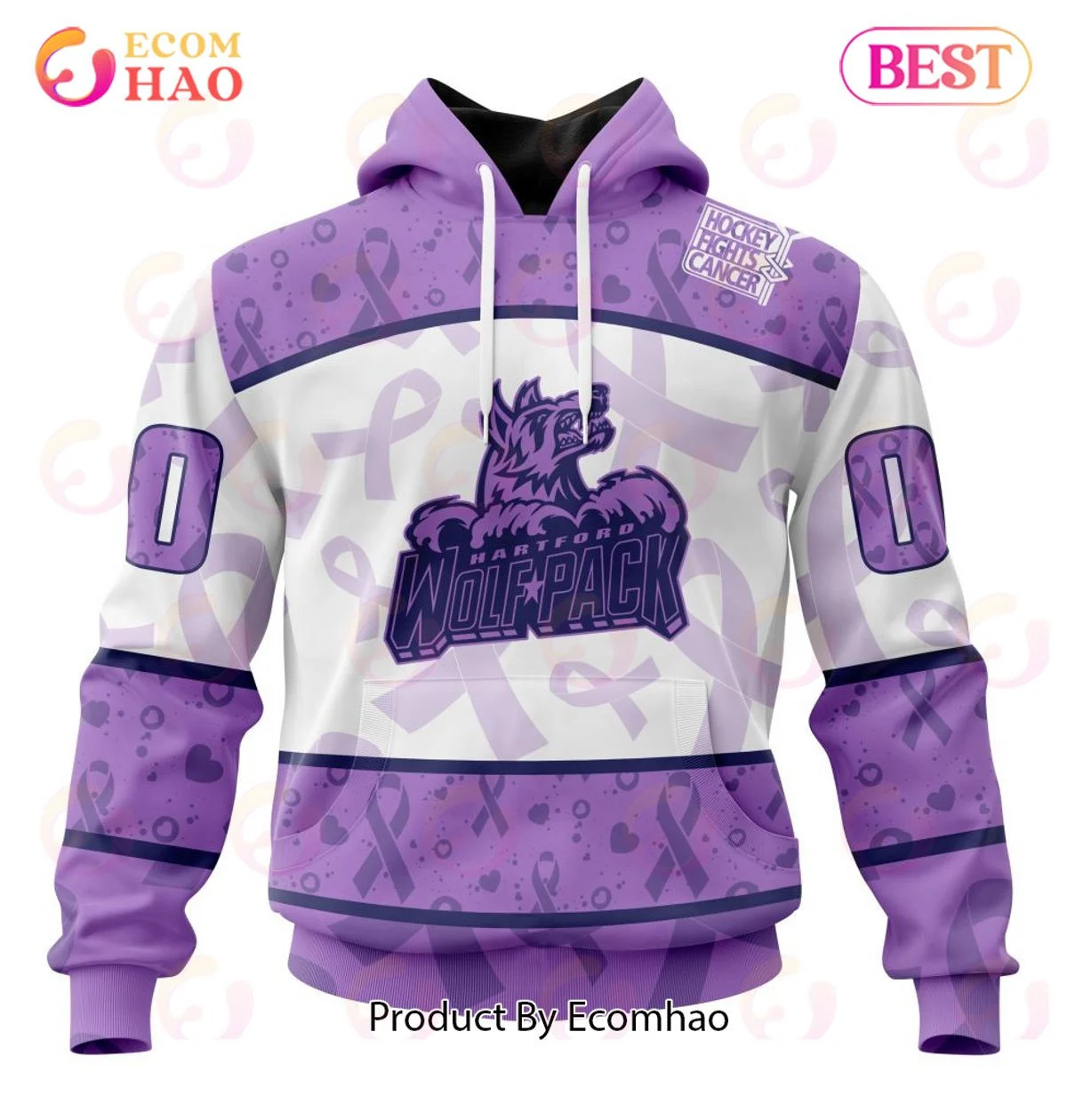 AHL Hartford Wolf Pack Special Lavender Fight Cancer 3D Hoodie, Zip Hoodie, Man - Women, Warm, Premium Quality HZ0501