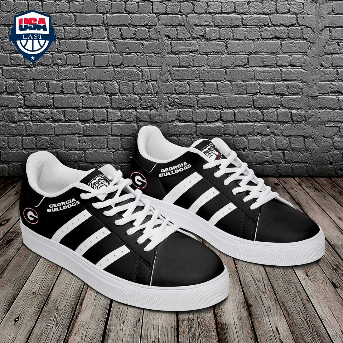 NCAA Georgia Bulldogs Black Stan Smith Shoes for Women and Men, Trendy Style Sneakers ST0801