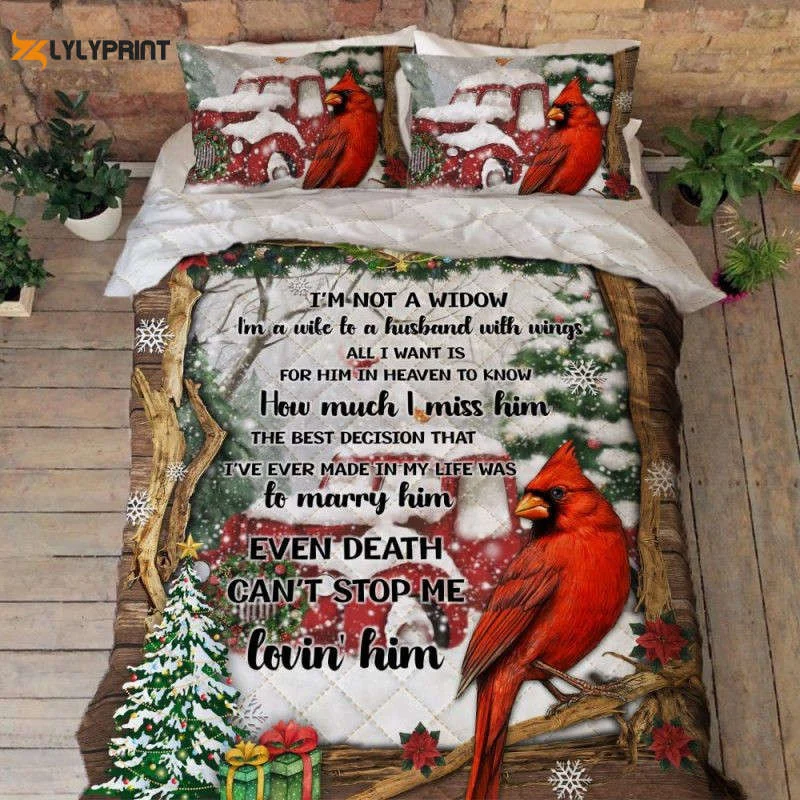 Cardinal Christmas Quilt Bedding Set I?m A Wife To A Husband With Wings , Soft Quilt, King Size, All Season Cozy Quilt QB0901