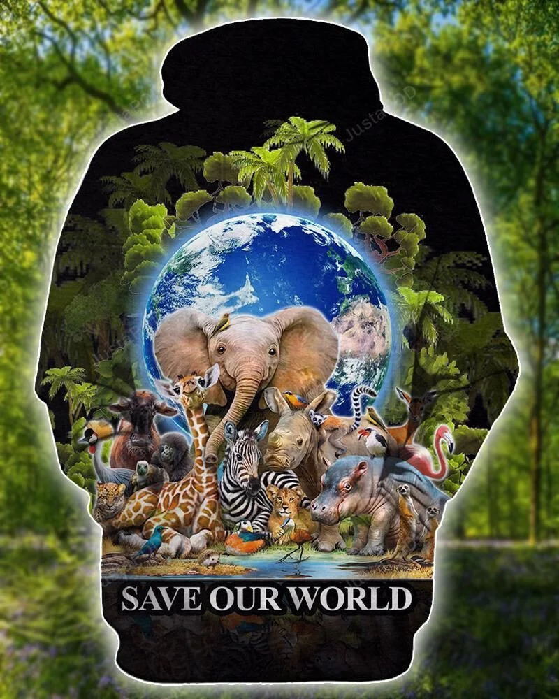 Save Animals The World 3D All Over Printed Hoodie, Zip- Up Hoodie HZ0501