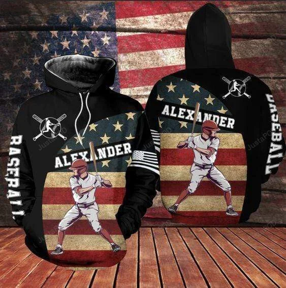 Personalized Baseball Player Flag Vingtage 3D All Print Hoodie, Zip- Up Hoodie HZ0501