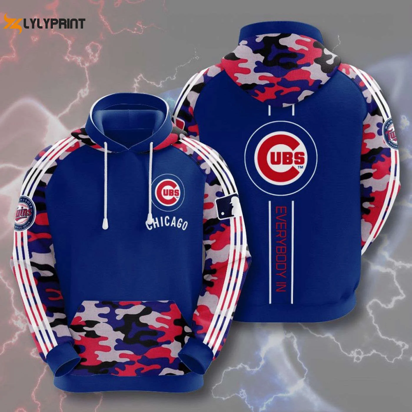 Chicago Cubs Blue Red Camo Hoodie Stylish AOP Shirt for Diehard Fans HZ0501