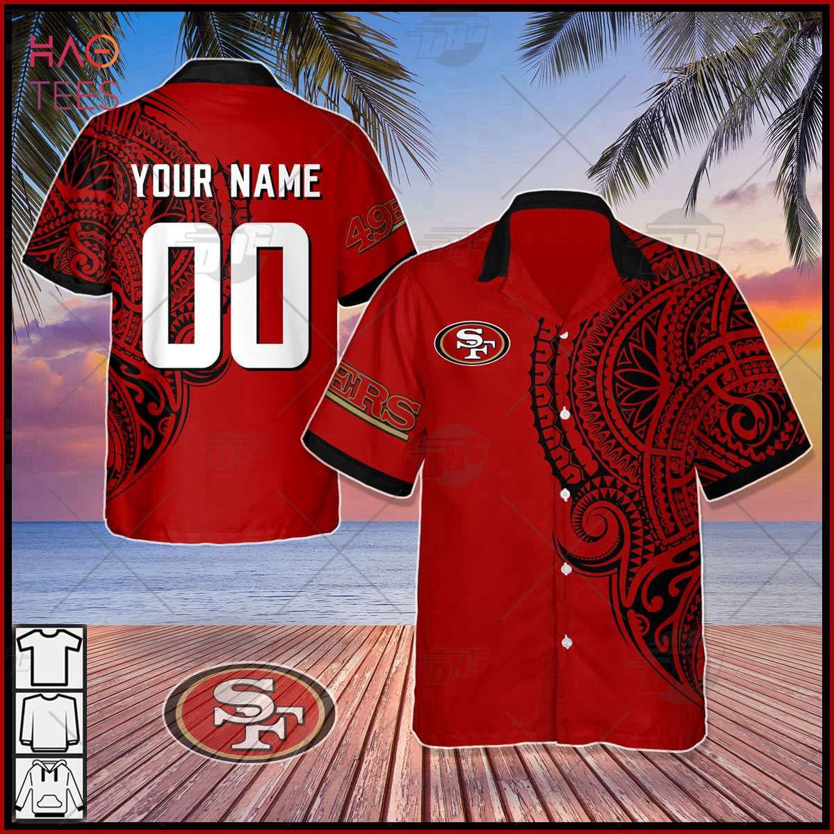 Personalize NFL San Francisco 49ers Polynesian Tattoo Trending Summer Hawaiian Shirt HW0601