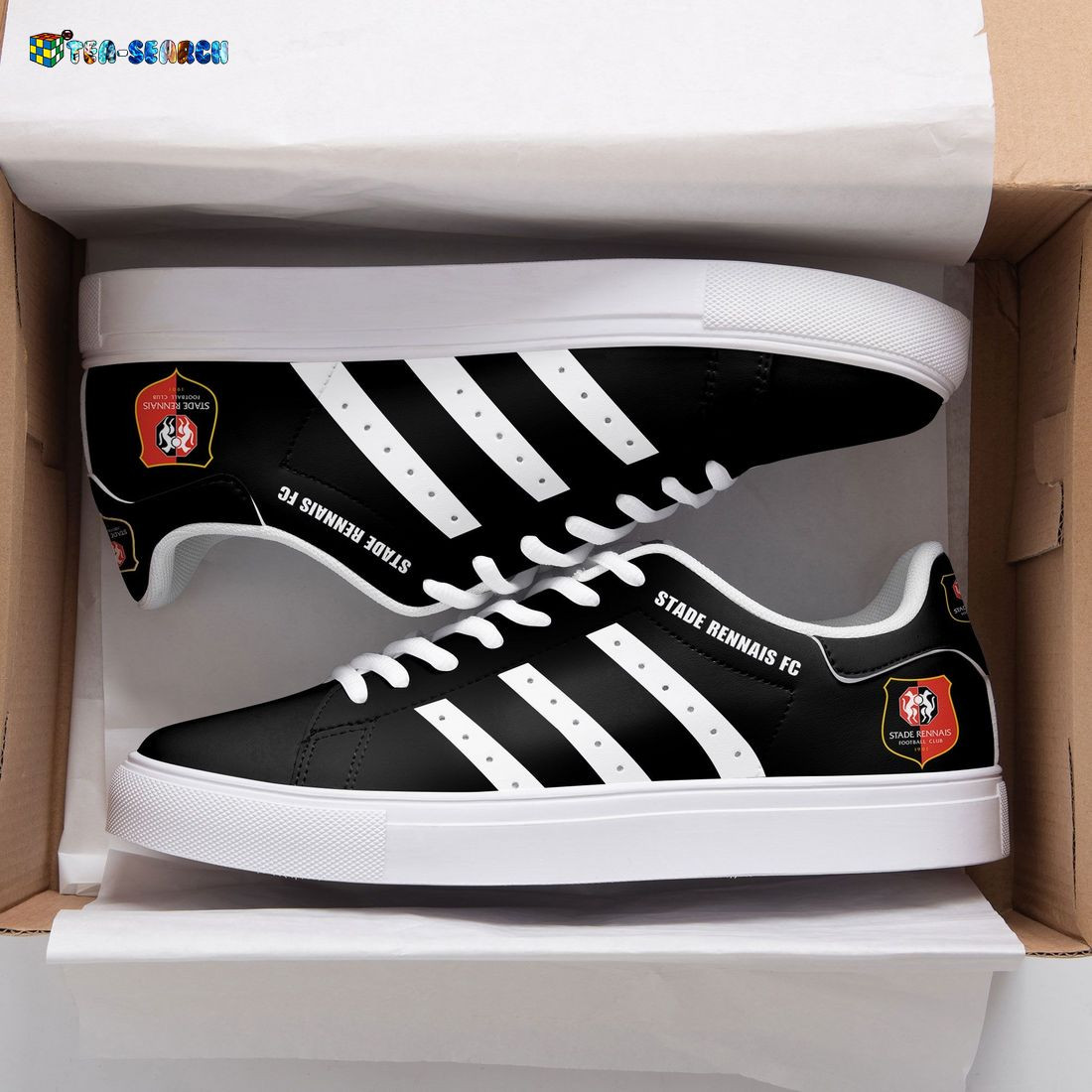 Stade Rennais FC Black White Stripes Stan Smith Shoes , Trendy Style Sneakers ST0801