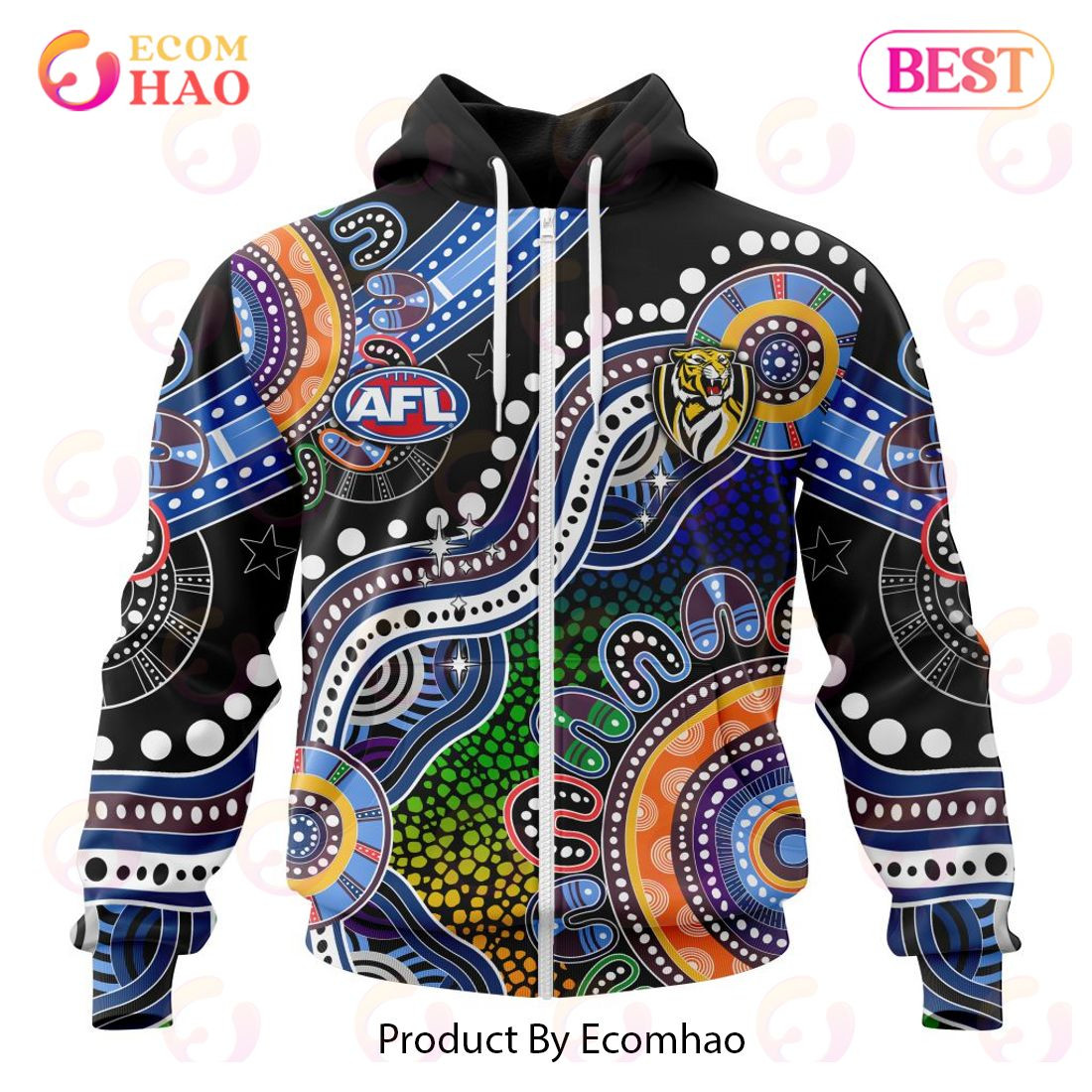 AFL Richmond Tigers Special Indigenous Design 3D Hoodie, Zip Hoodie, Man - Women, Warm, Premium Quality HZ0501